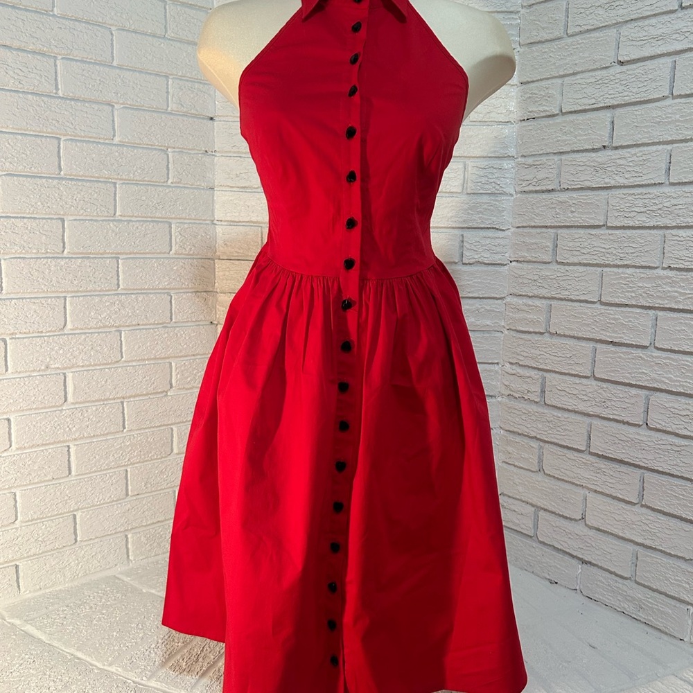 Elegant Red Halter Dress